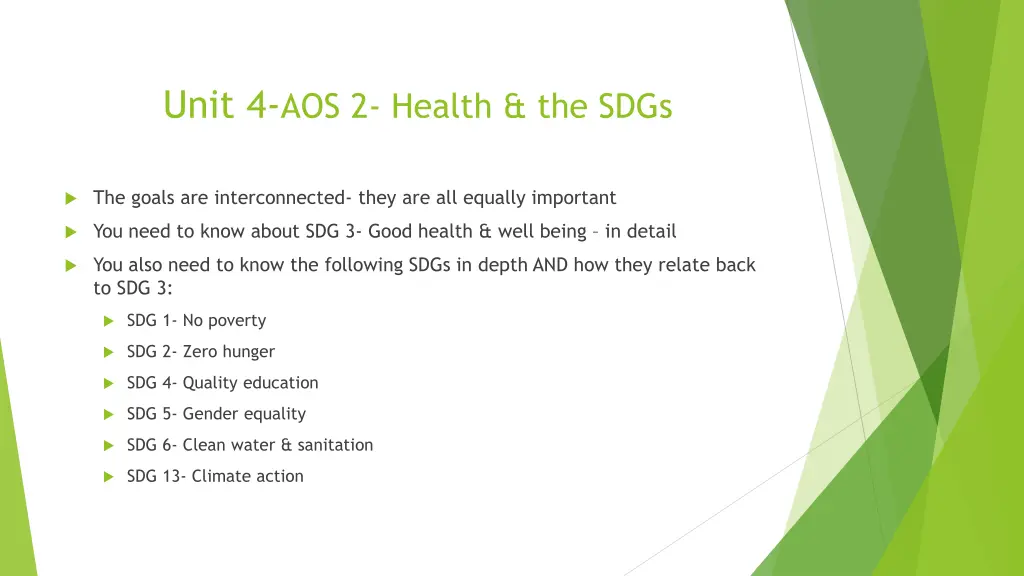 unit 4 aos 2 health the sdgs 2