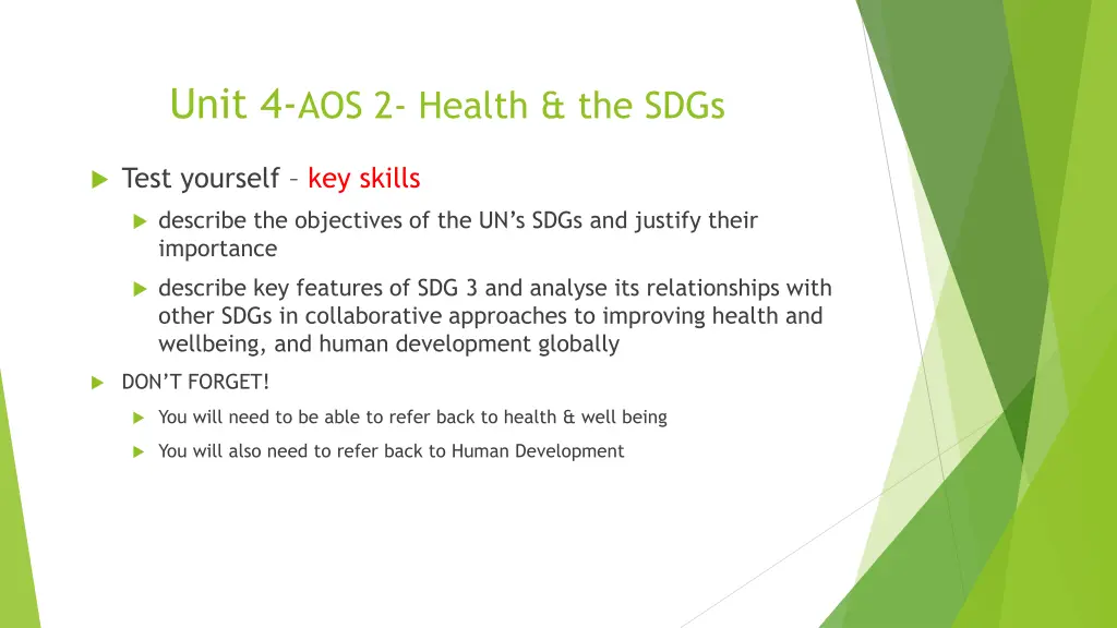 unit 4 aos 2 health the sdgs 4