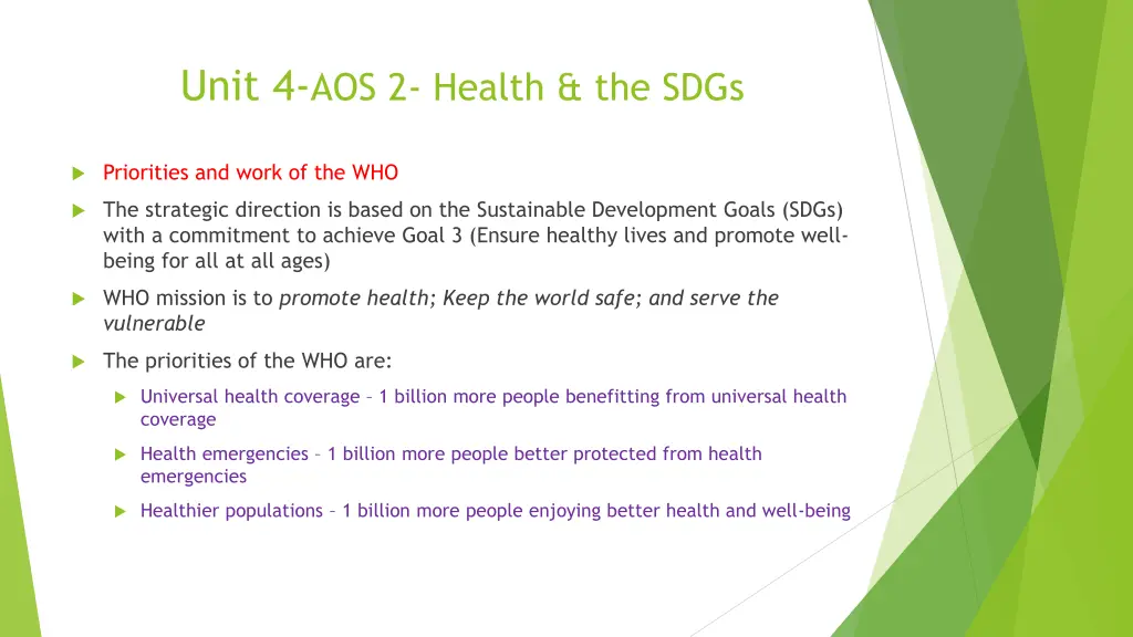 unit 4 aos 2 health the sdgs 5