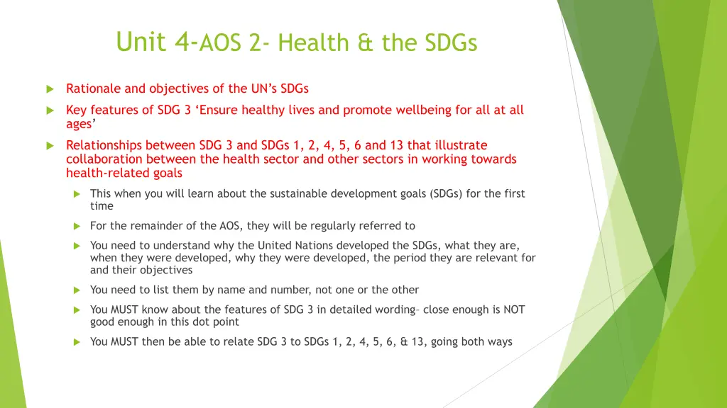 unit 4 aos 2 health the sdgs