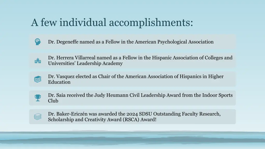a few individual accomplishments