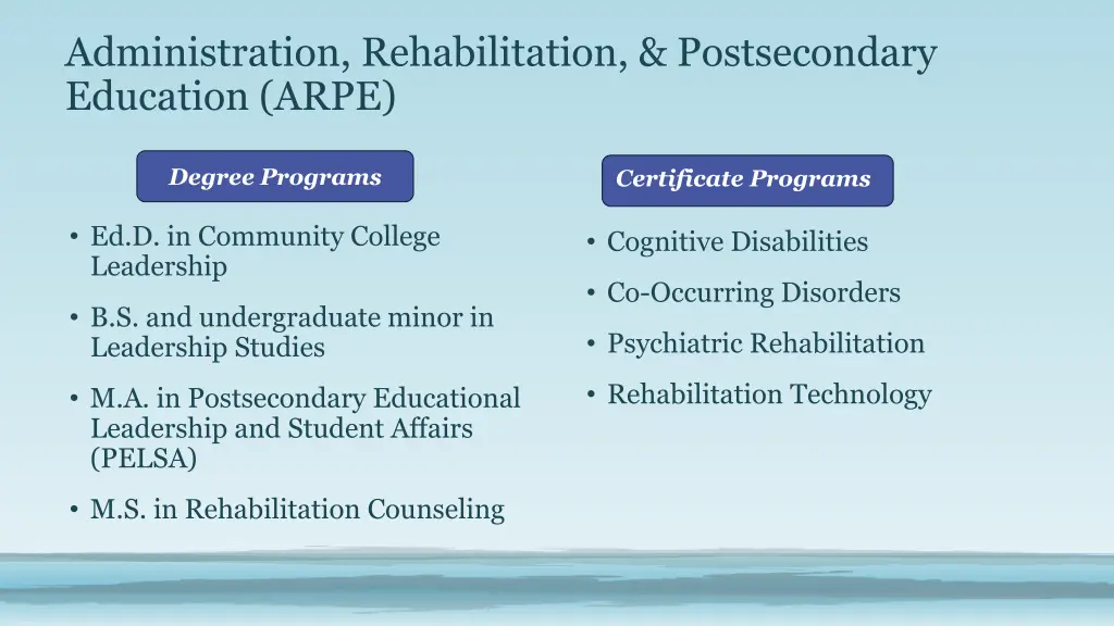 administration rehabilitation postsecondary