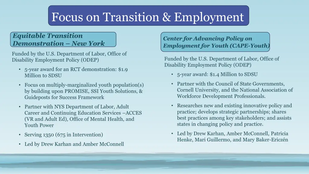 focus on transition employment