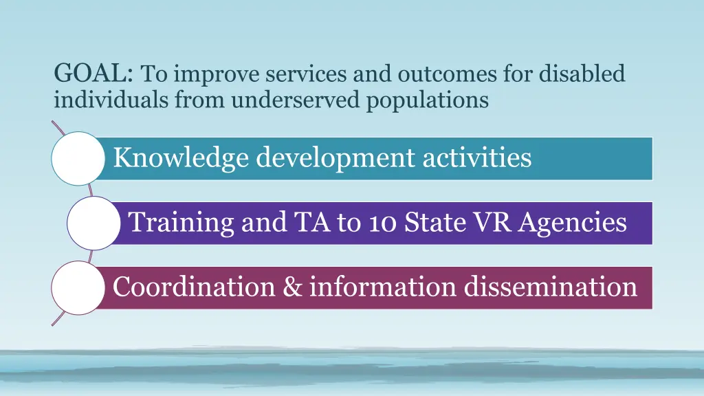 goal to improve services and outcomes