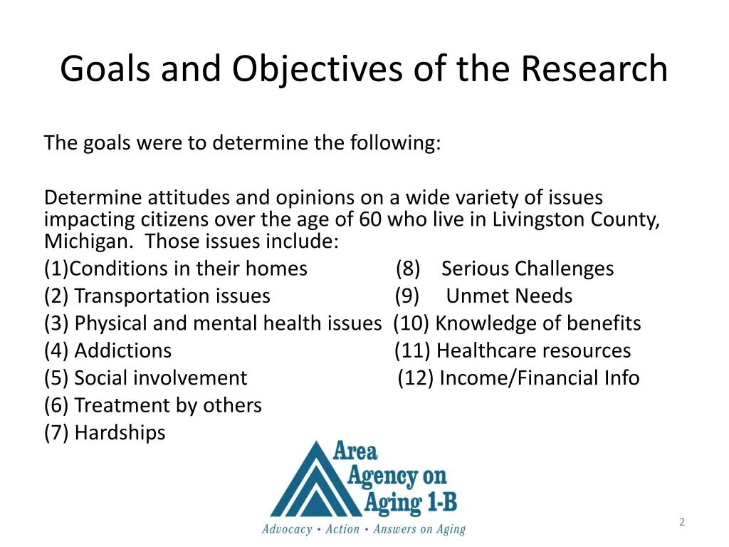 goals and objectives of the research