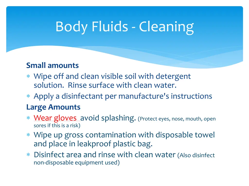 body fluids cleaning