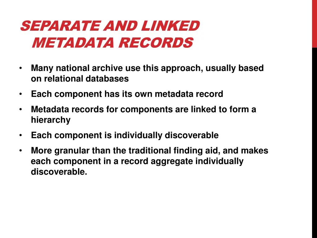 separate and linked metadata records