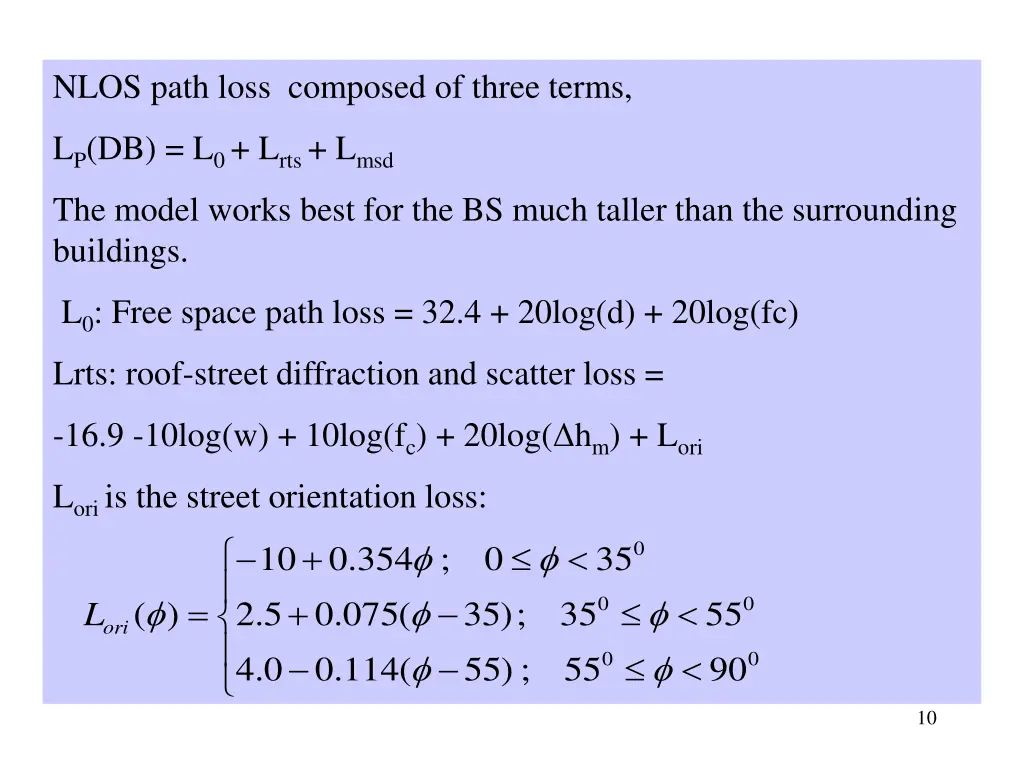 nlos path loss composed of three terms