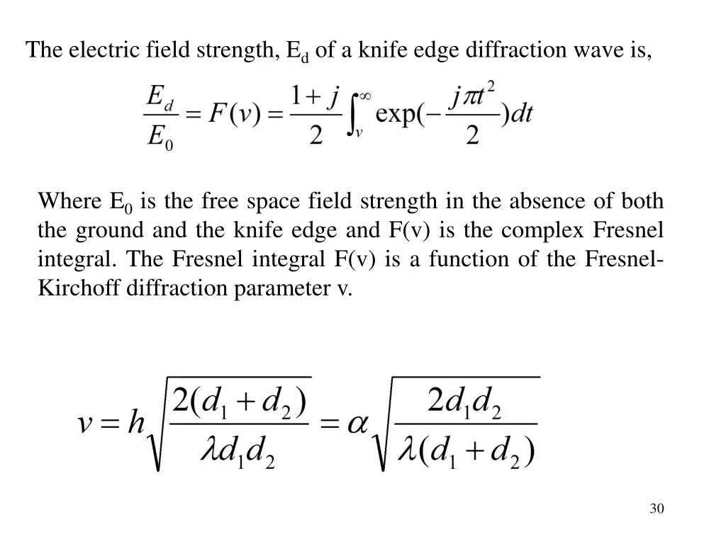 the electric field strength e d of a knife edge