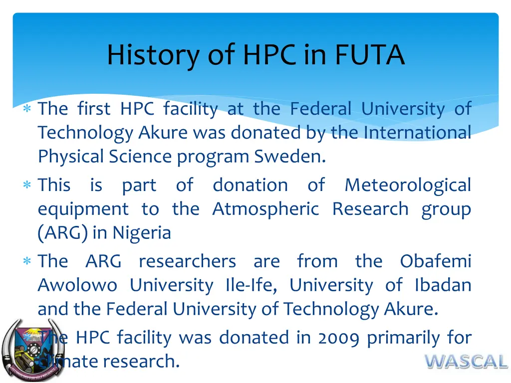 history of hpc in futa