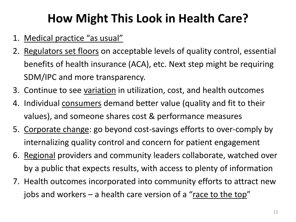 how might this look in health care