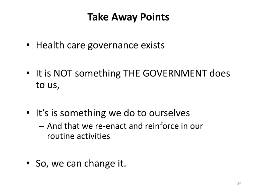 take away points