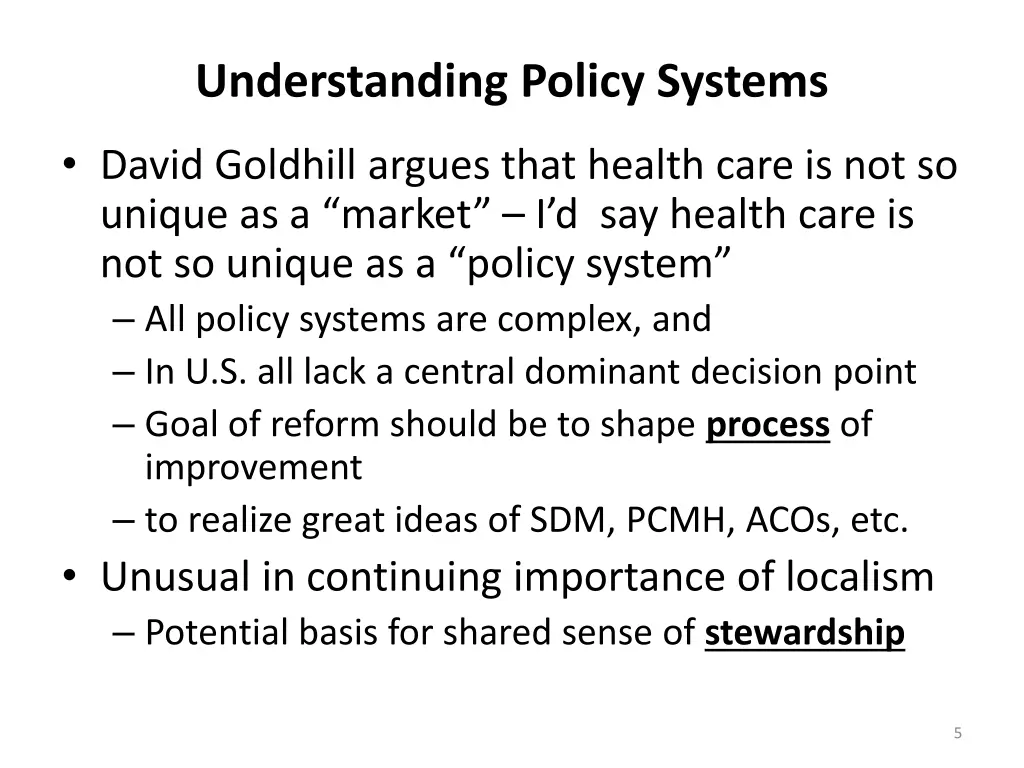 understanding policy systems