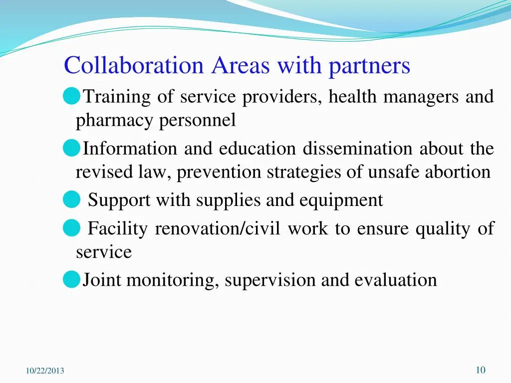 collaboration areas with partners training