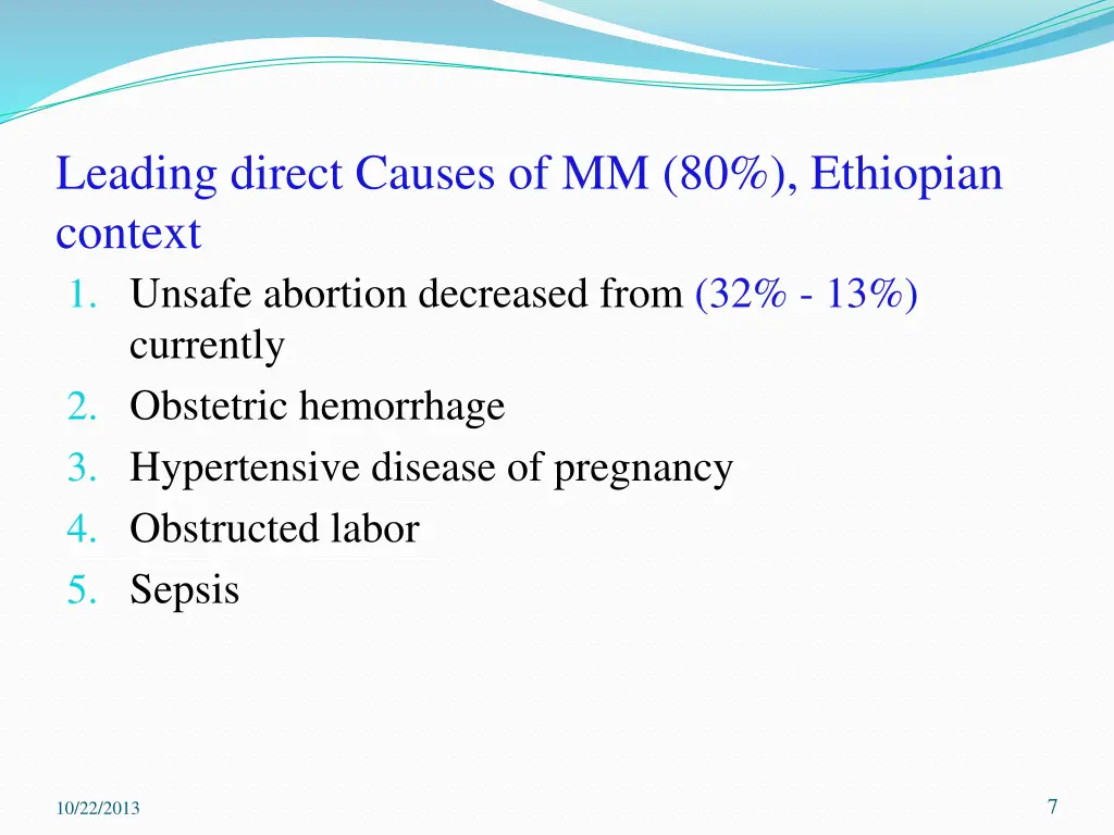 leading direct causes of mm 80 ethiopian context