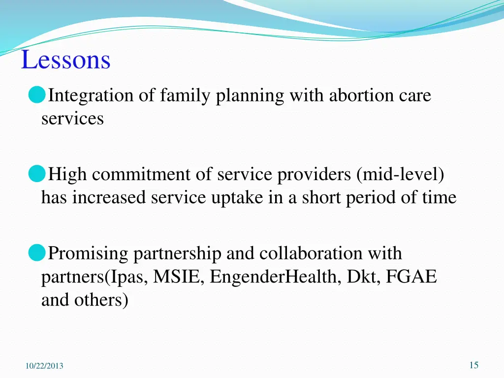 lessons integration of family planning with