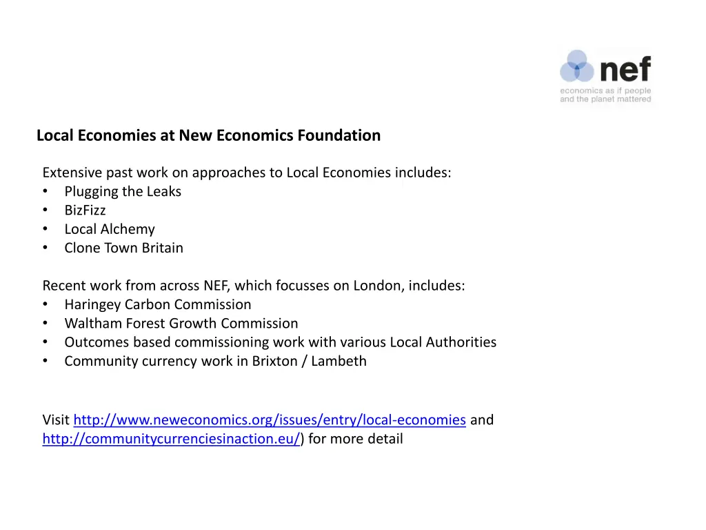 local economies at new economics foundation