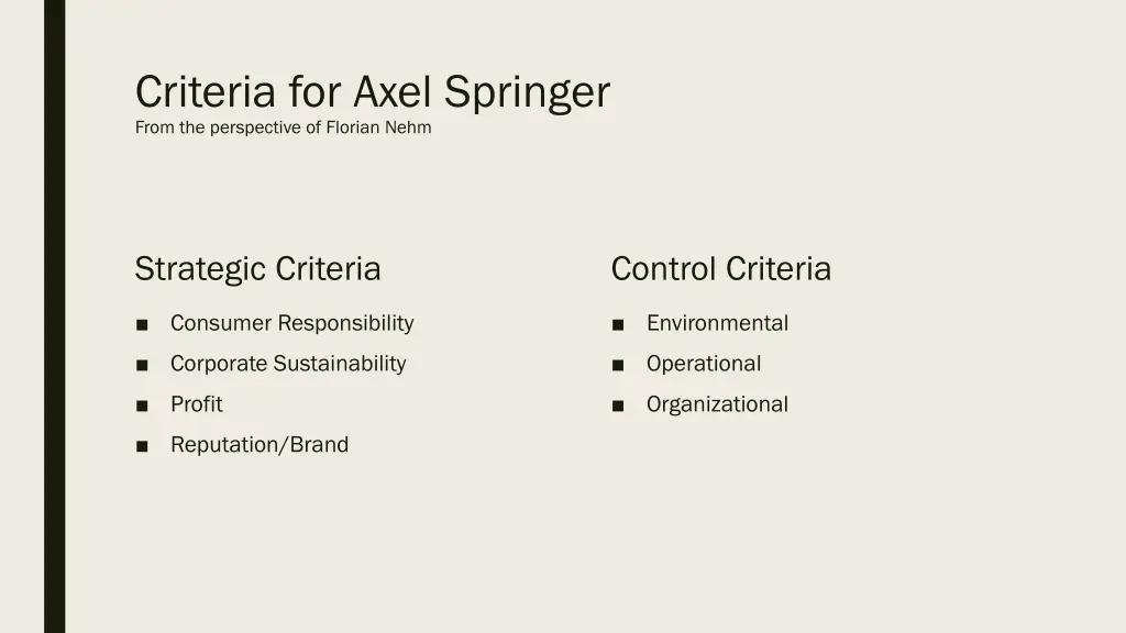 criteria for axel springer from the perspective