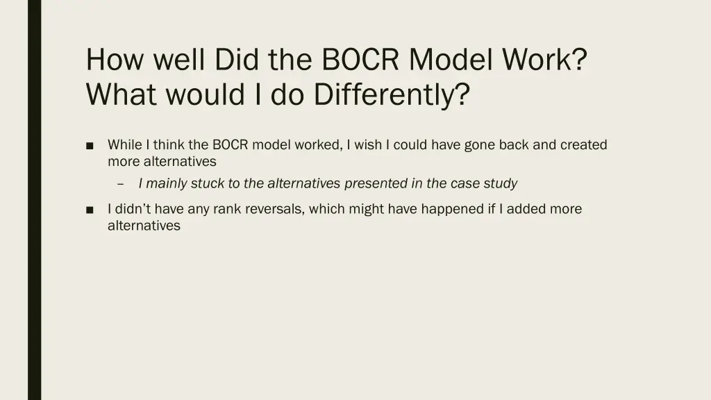 how well did the bocr model work what would