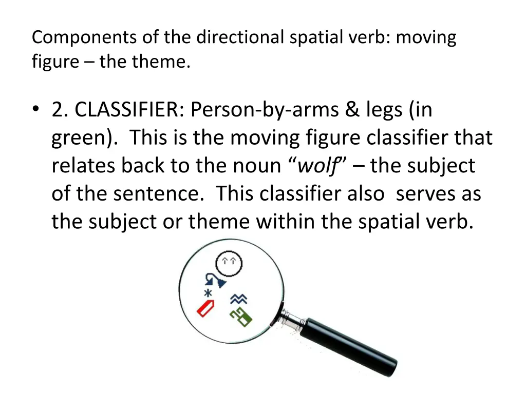 components of the directional spatial verb moving