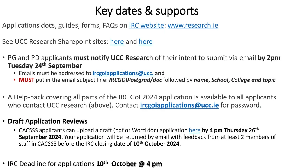 key dates supports key dates supports