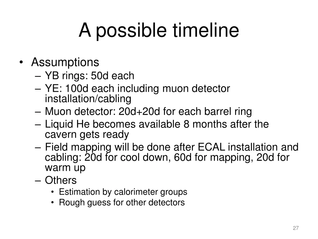 a possible timeline