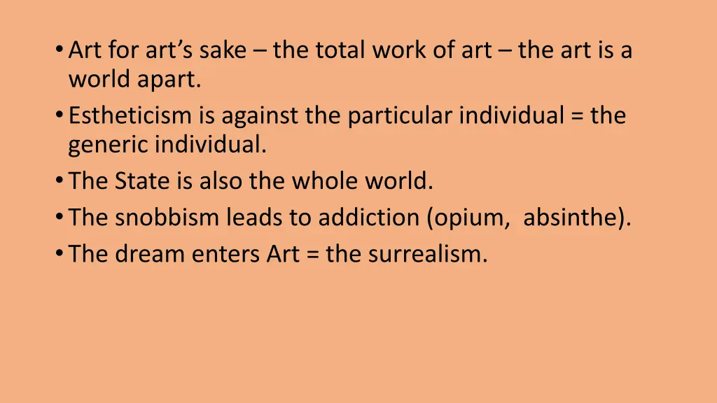 art for art s sake the total work