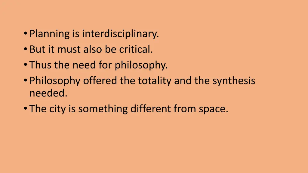 planning is interdisciplinary but it must also