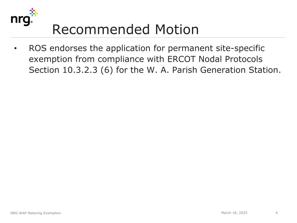 recommended motion