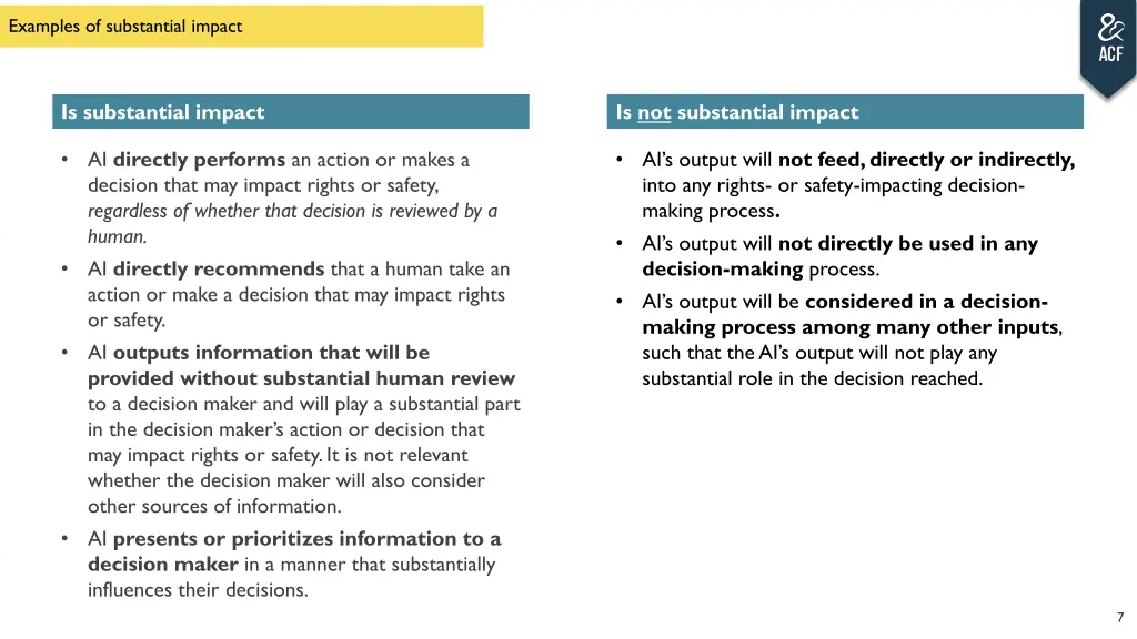 examples of substantial impact