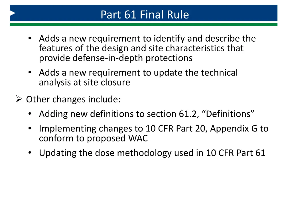part 61 final rule 1