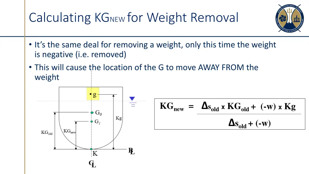 calculating kg new for weight removal