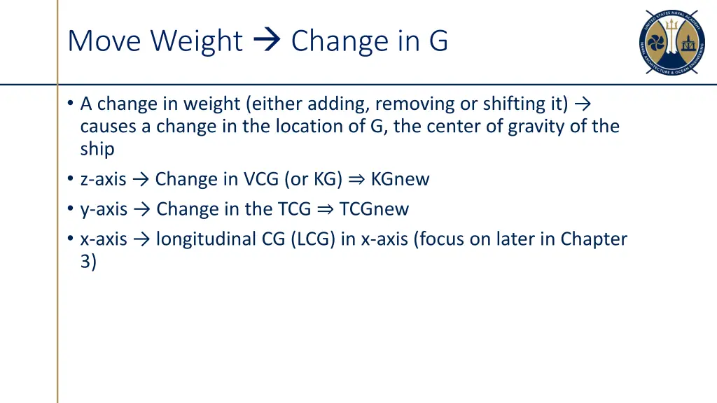 move weight change in g