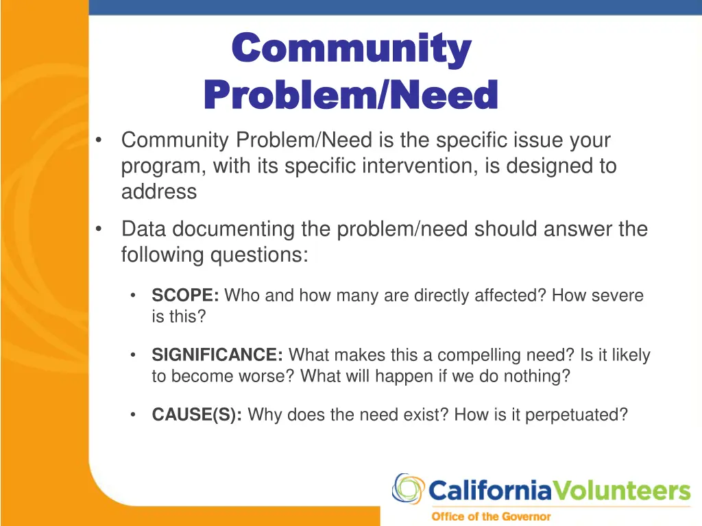 community community problem need problem need