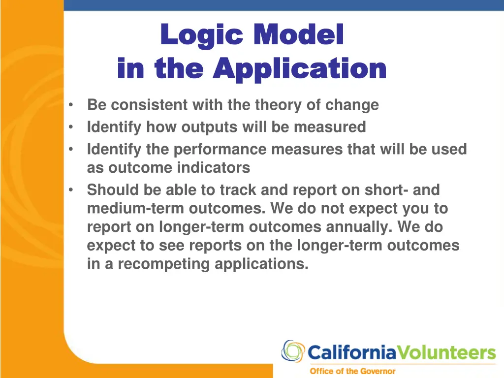 logic model logic model in the application