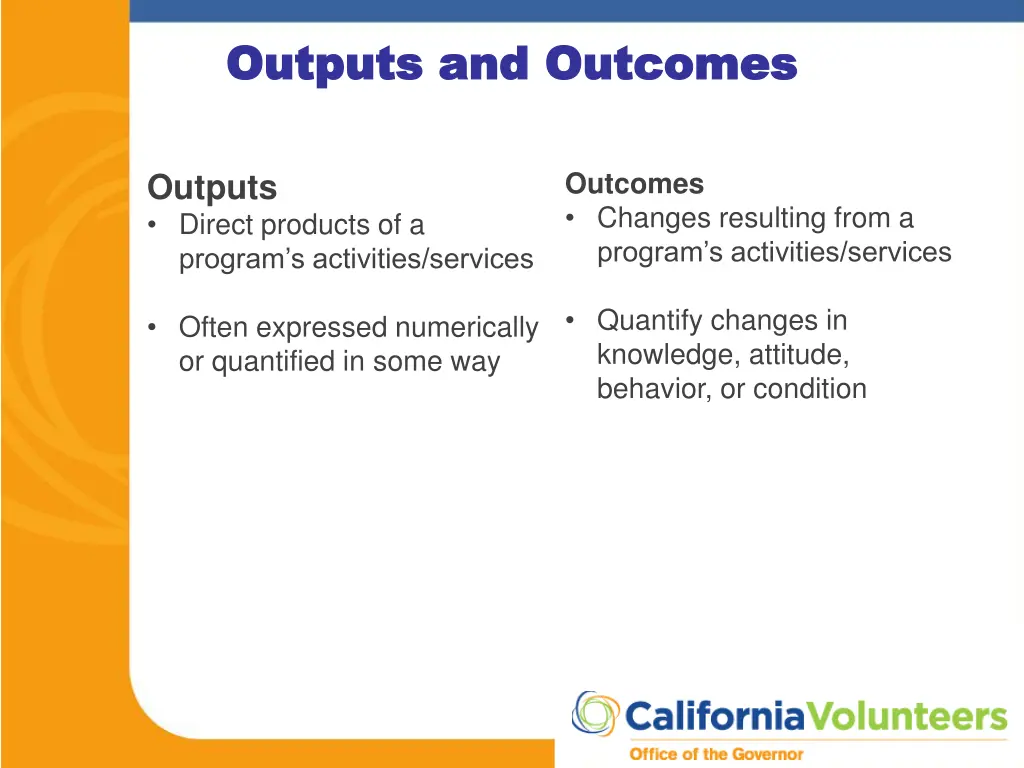 outputs and outcomes outputs and outcomes
