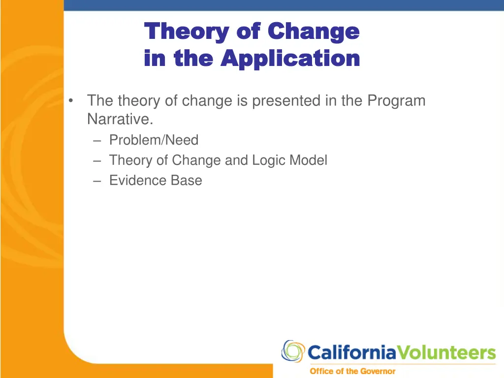 theory of theory of change in the application