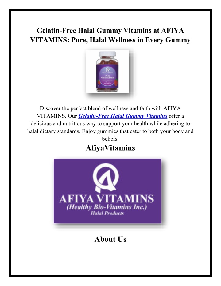gelatin free halal gummy vitamins at afiya