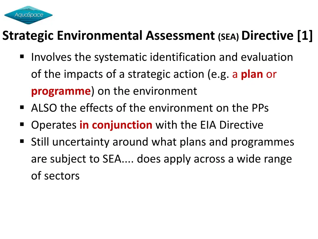 strategic environmental assessment sea directive 1
