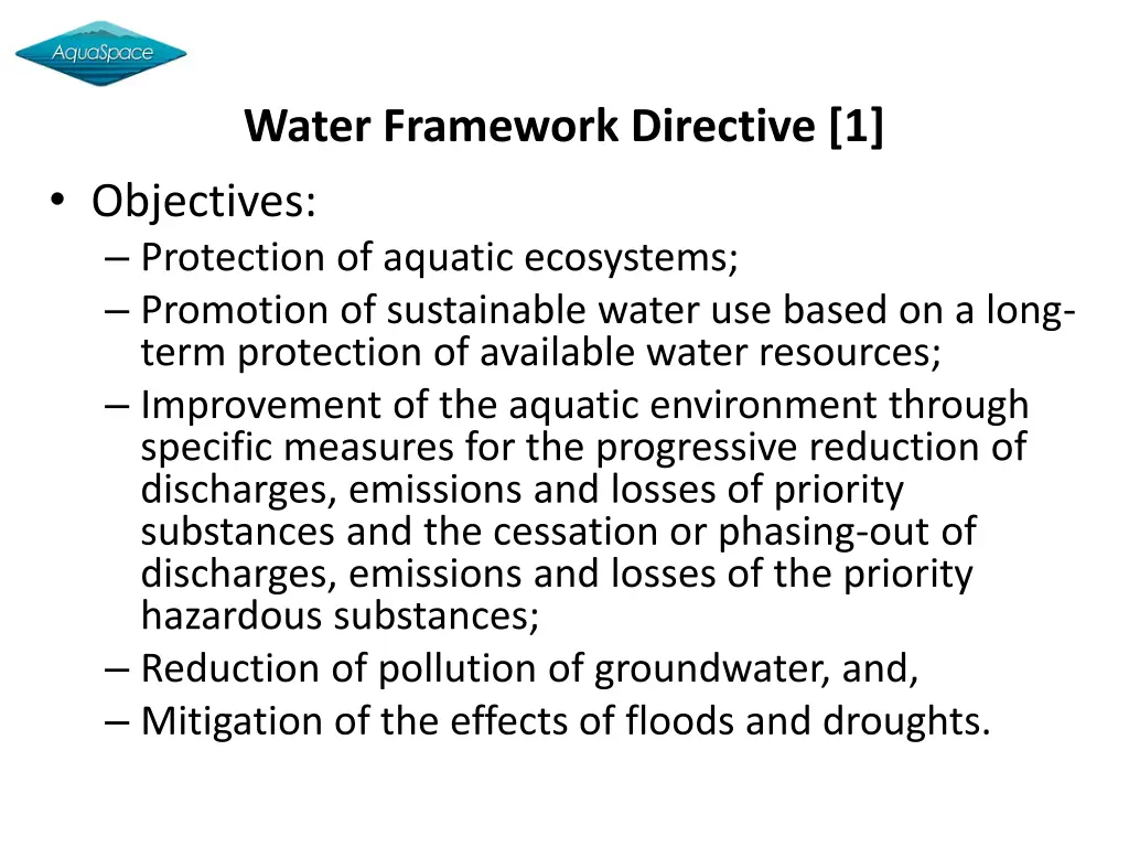 water framework directive 1 objectives protection