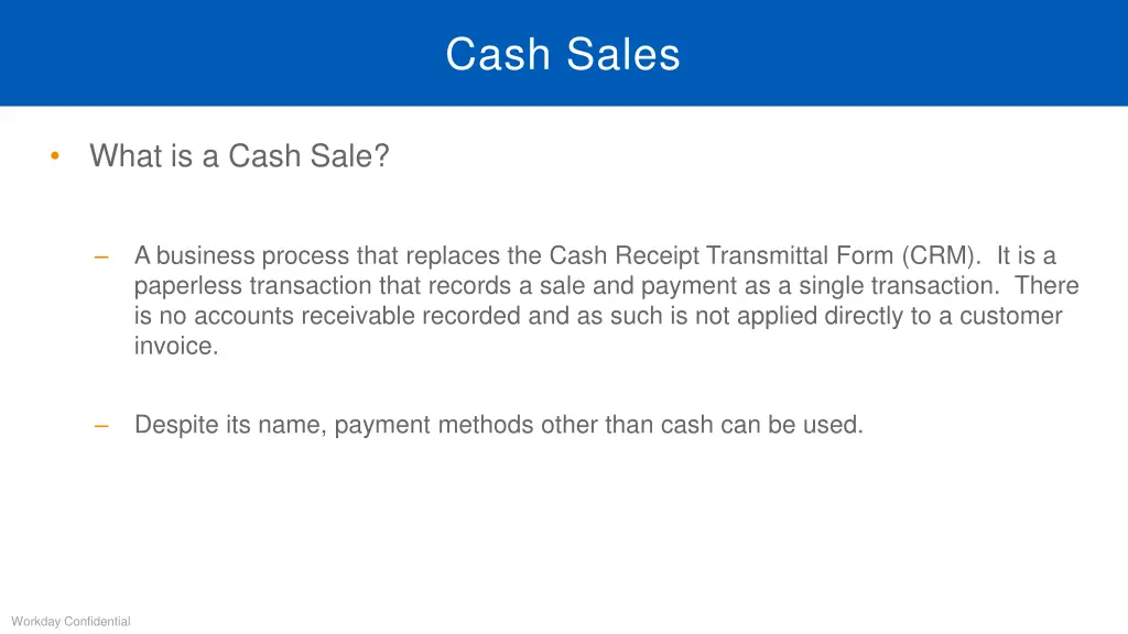 cash sales
