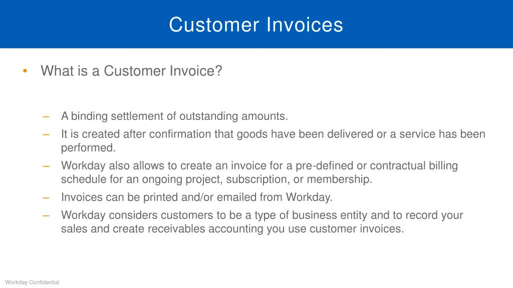 customer invoices