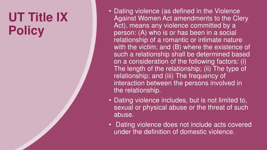 dating violence as defined in the violence