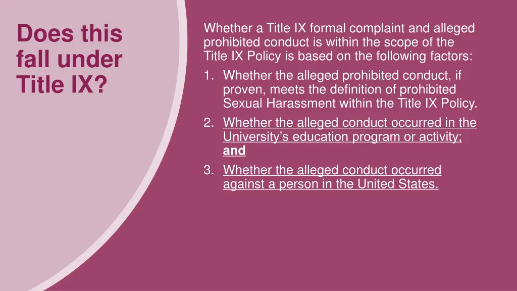 does this fall under title ix 2