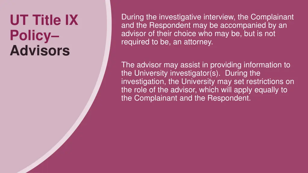 ut title ix policy advisors