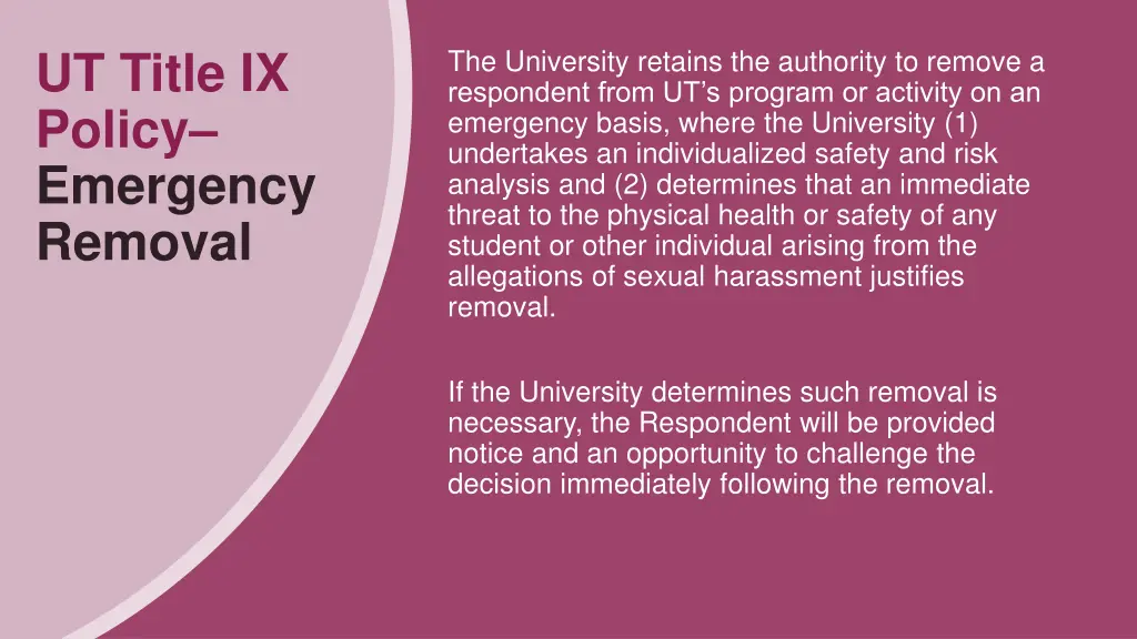 ut title ix policy emergency removal