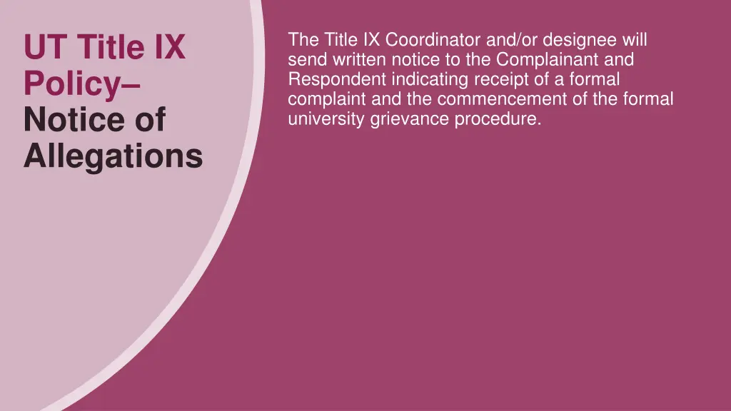 ut title ix policy notice of allegations