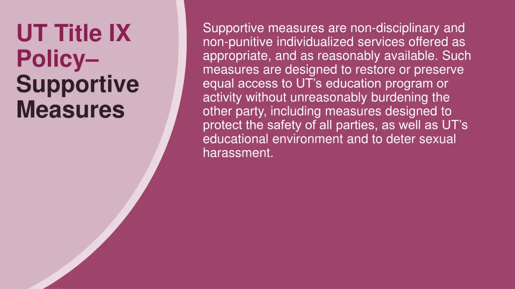 ut title ix policy supportive measures