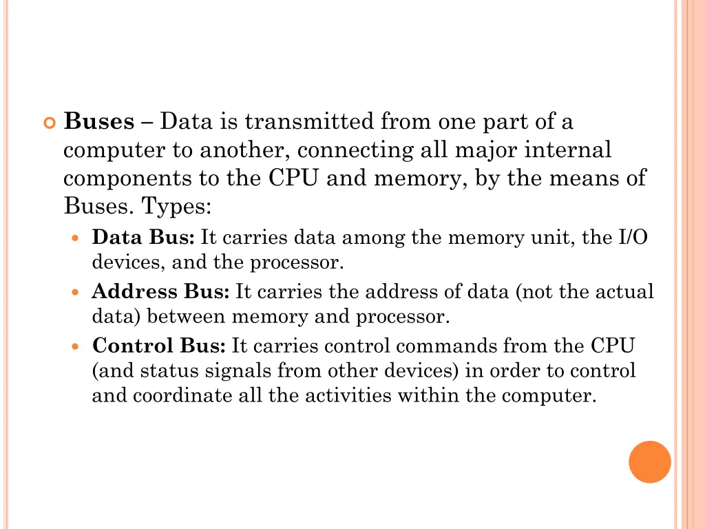 buses data is transmitted from one part