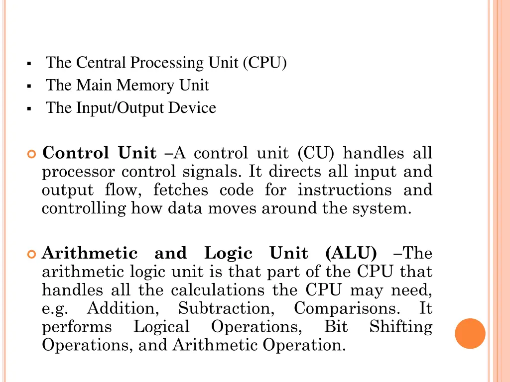 the central processing unit cpu the main memory